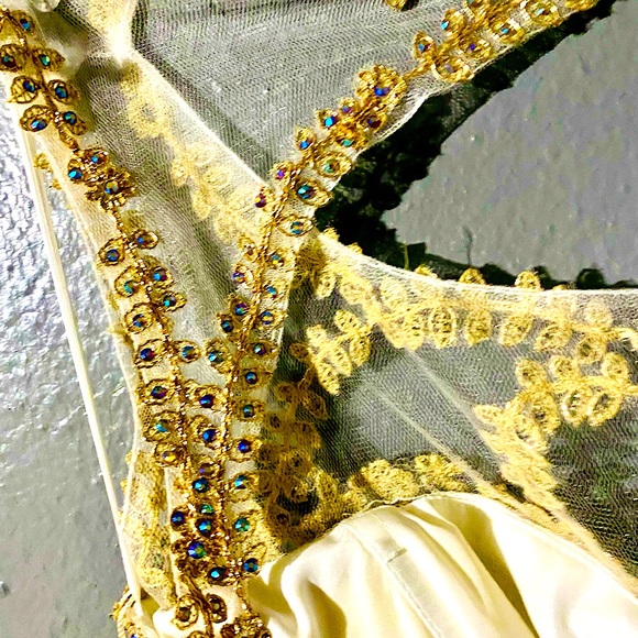 Golden Lace Embroidered PROM dress with corset back design - Picture 10 of 11